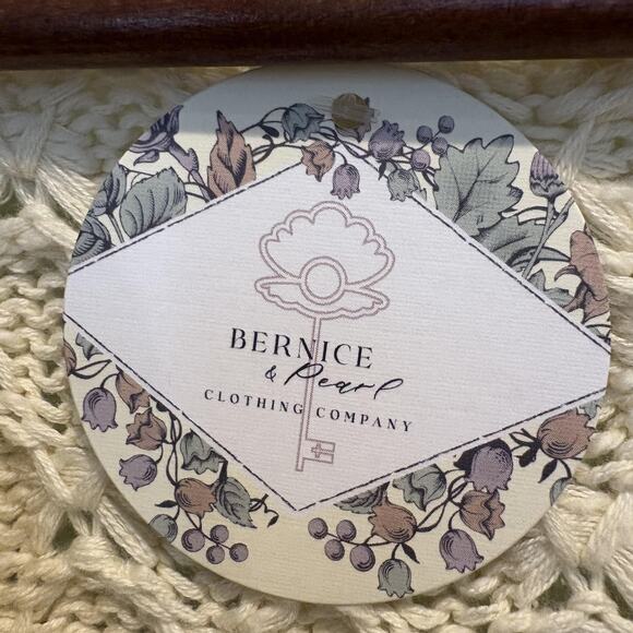 NWT Endless Blu Sweater Women Large Ivory Taupe Button Cardigan Chunky Knit - Picture 4 of 14